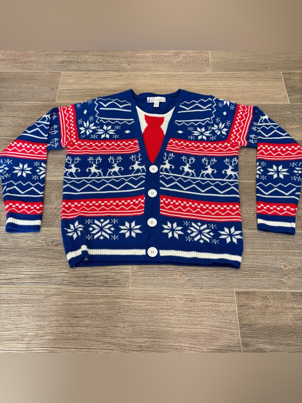 Jolly Sweaters Ugly Christmas Sweater with Faux Tie Men’s Size Large